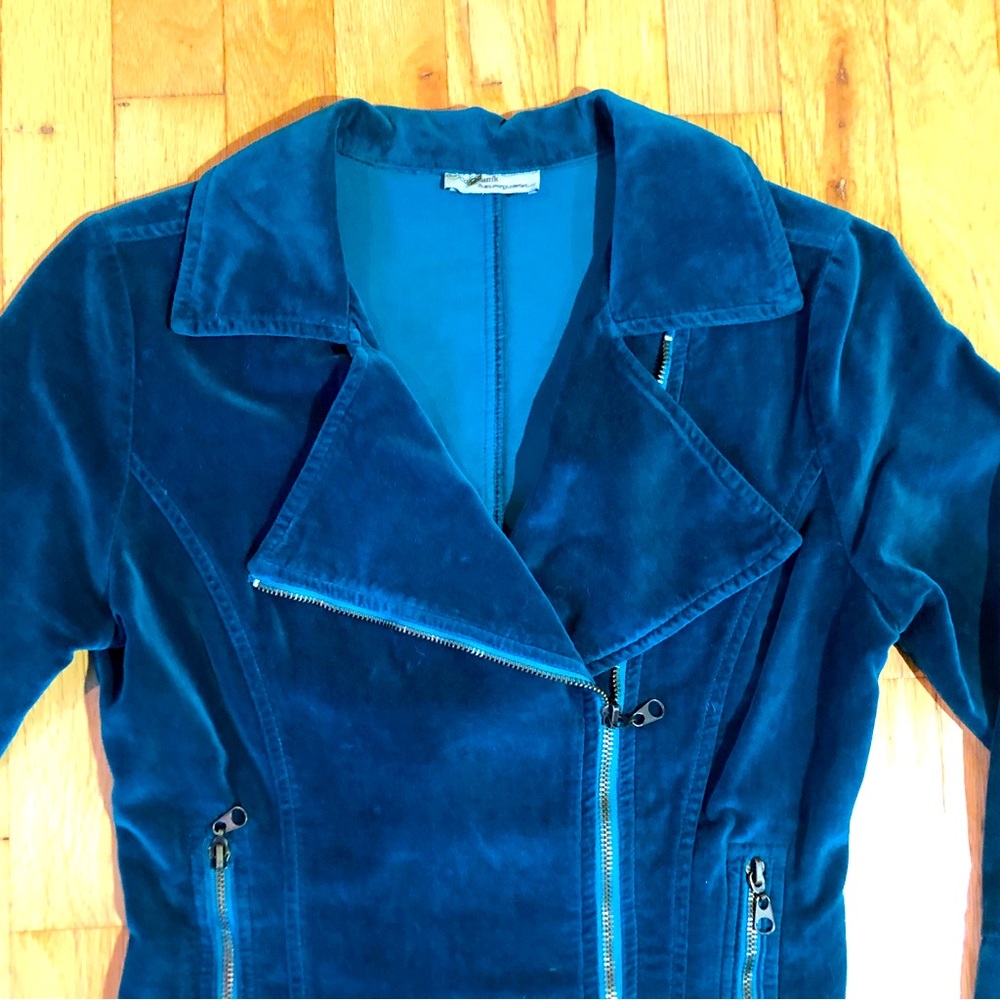 Turquoise Velour Motorcycle Jacket